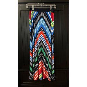 Ruby Rd. Petite Chevron Stripe Skirt PS Multicolor A-Line Midi Retro Y2K Vibrant